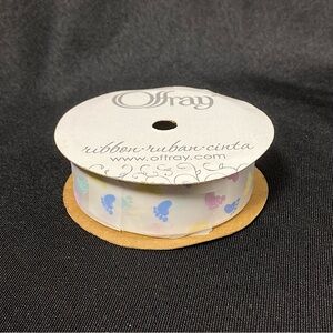 Offray Pearly White Multicolor Baby Feet Baby Shower Gift Ribbon 1” x 108”